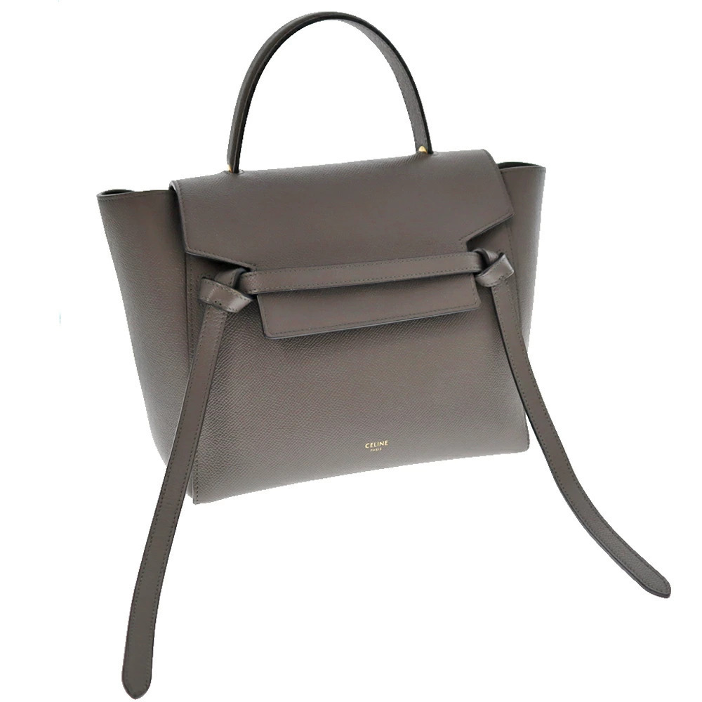 CELINE Belt Bag Gray Calf Leather Suede Handbag Shoulder